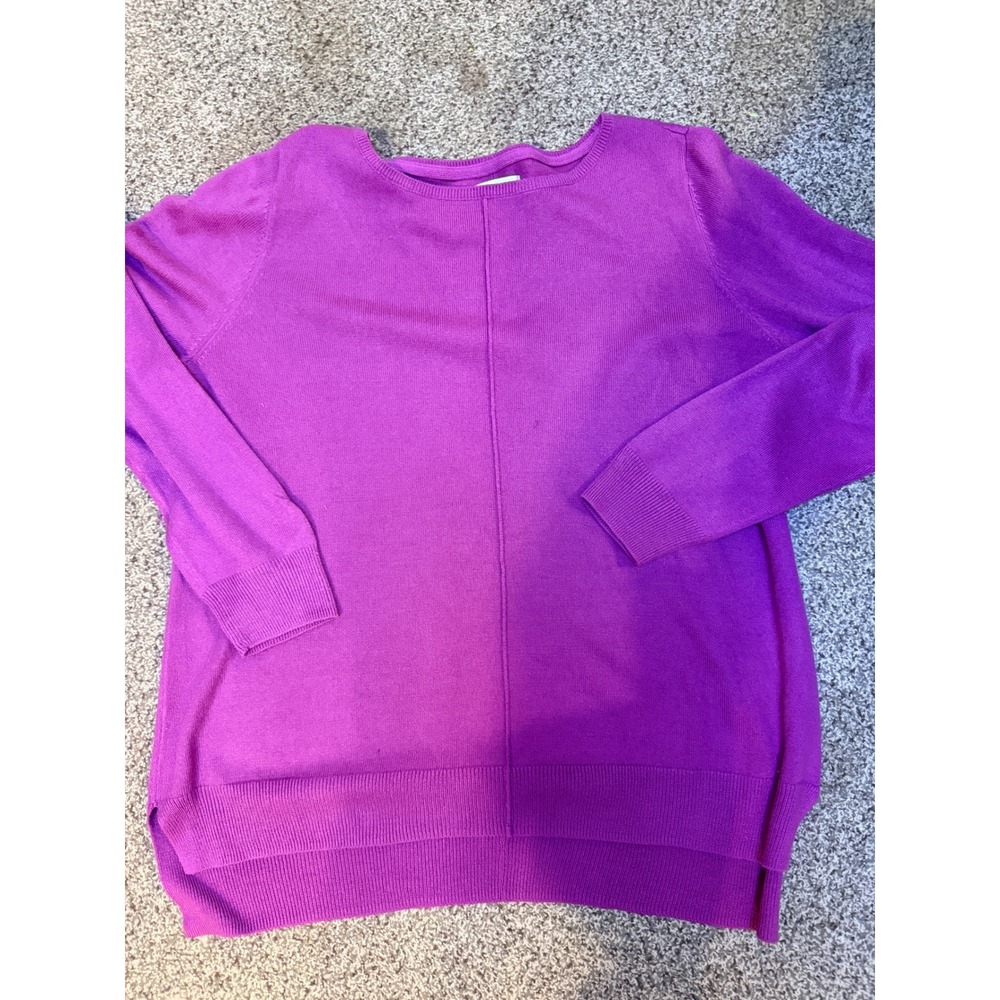 Croft & Barrow Womens XL Purple Crew Neck Long Sleeve Seam Detail Sweater